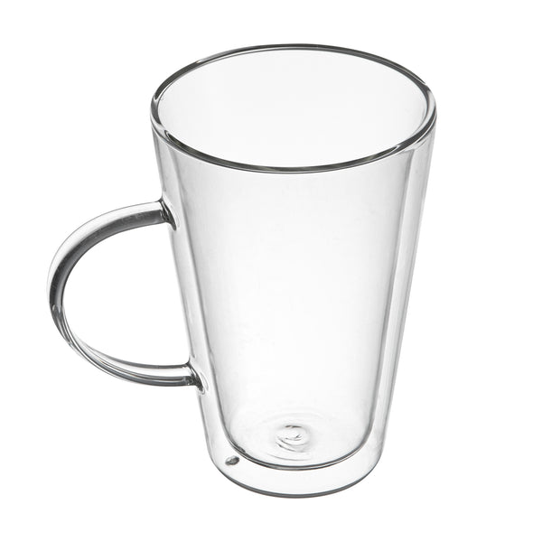 Restaurantware Forma Professional 14 Oz Glass Mug - Double Wall Borosilicate With Handle - 3 3/4" X 3 3/4" X 5 1/2" - 12 Count Box