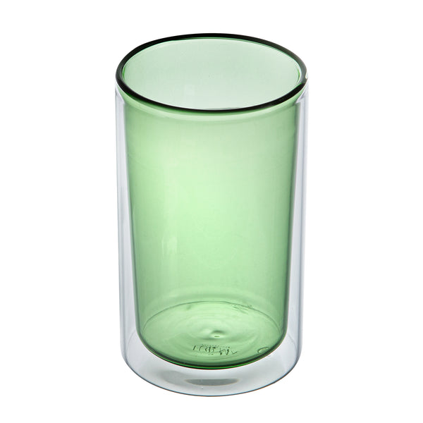 Restaurantware Forma Professional 14 Oz Green Glass Tumbler - Double Wall Borosilicate - 3 1/4" X 3 1/4" X 5 1/4" - 12 Count Box