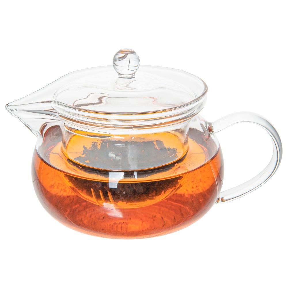 restaurantware Forma Professional 17 oz Round Glass Teapot - Double Wall - 5 1/4" x 5 1/4" x 5" - 1 count box