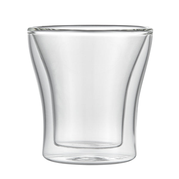 Restaurantware Forma Professional 3 Oz Shot Glass / Espresso Cup - Double Wall Borosilicate - 2 3/4'' X 2 3/4'' X 2 3/4'' - 12 Count Box