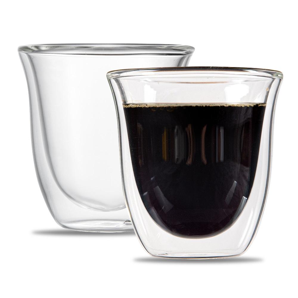 restaurantware Forma Professional 3 oz Shot Glass / Espresso Cup - Double Wall Borosilicate - 2 1/2'' x 2 1/2'' x 2 1/2'' - 12 count box