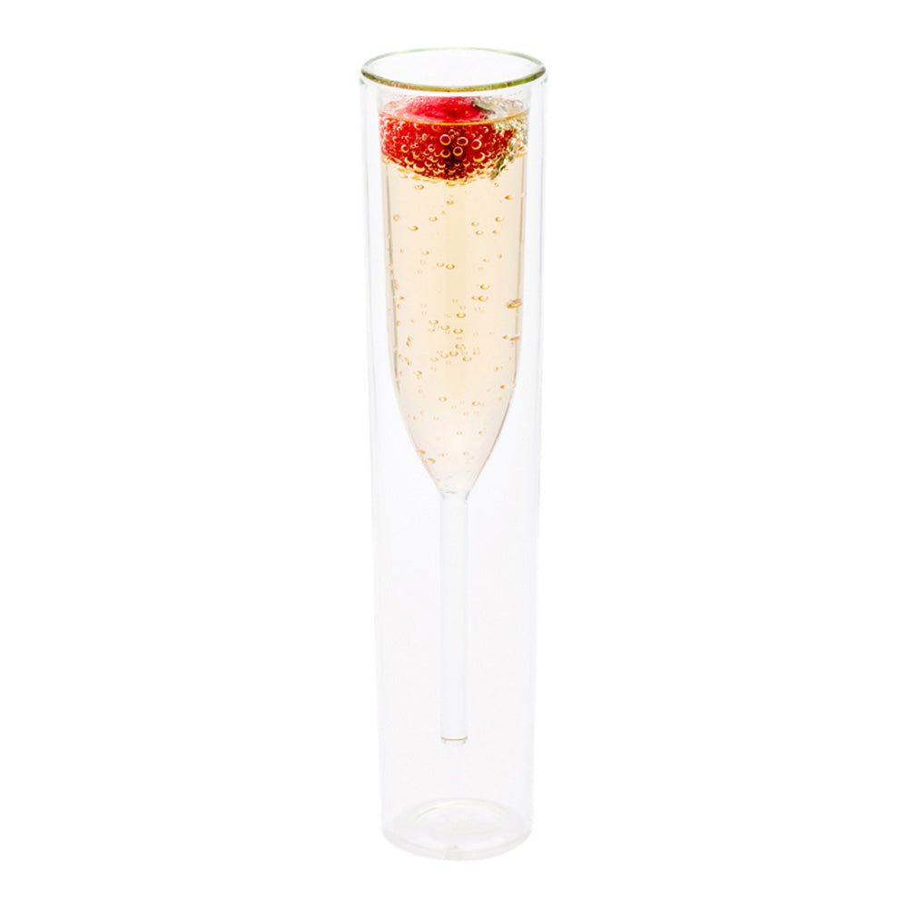 restaurantware Forma Professional 4 oz Round Glass Champagne Flute - Double Wall - 2" x 2" x 9 1/4" - 10 count box