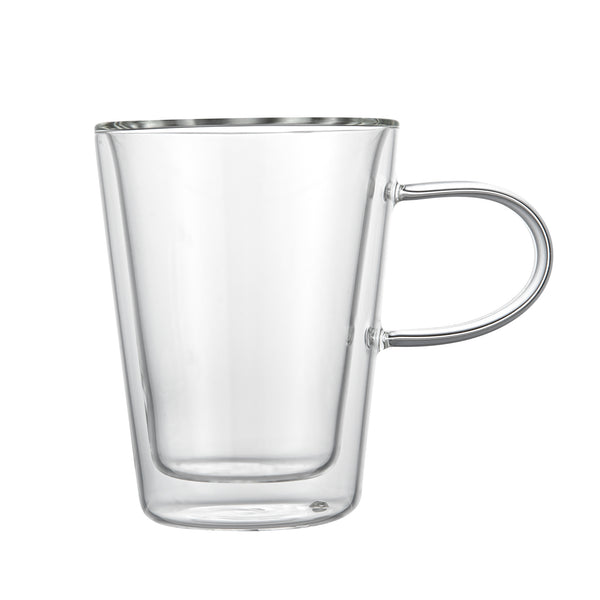 Restaurantware Forma Professional 5 Oz Glass Mug - Double Wall Borosilicate With Handle - 2 3/4" X 2 3/4" X 3 3/4" - 12 Count Box