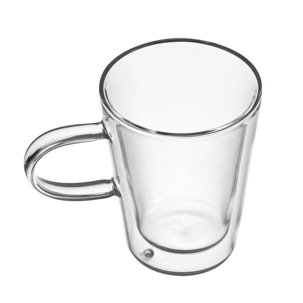 Restaurantware Forma Professional 5 Oz Glass Mug - Double Wall Borosilicate With Handle - 2 3/4" X 2 3/4" X 3 3/4" - 12 Count Box