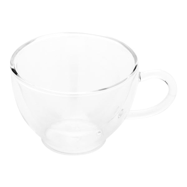 Restaurantware Forma Professional 6 Oz Round Glass Cafe Cup - Double Wall With Handle - 3 1/2" X 3 1/2" X 2 1/2" - 10 Count Box
