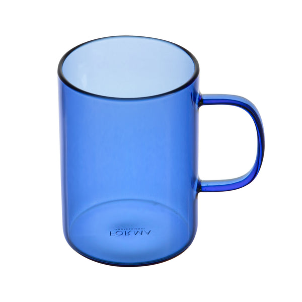 Restaurantware Forma Professional 7 Oz Blue Glass Coffee Mug - Borosilicate With Handle - 2 1/2" X 2 1/2" X 3 1/2" - 12 Count Box