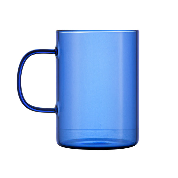 Restaurantware Forma Professional 7 Oz Blue Glass Coffee Mug - Borosilicate With Handle - 2 1/2" X 2 1/2" X 3 1/2" - 12 Count Box