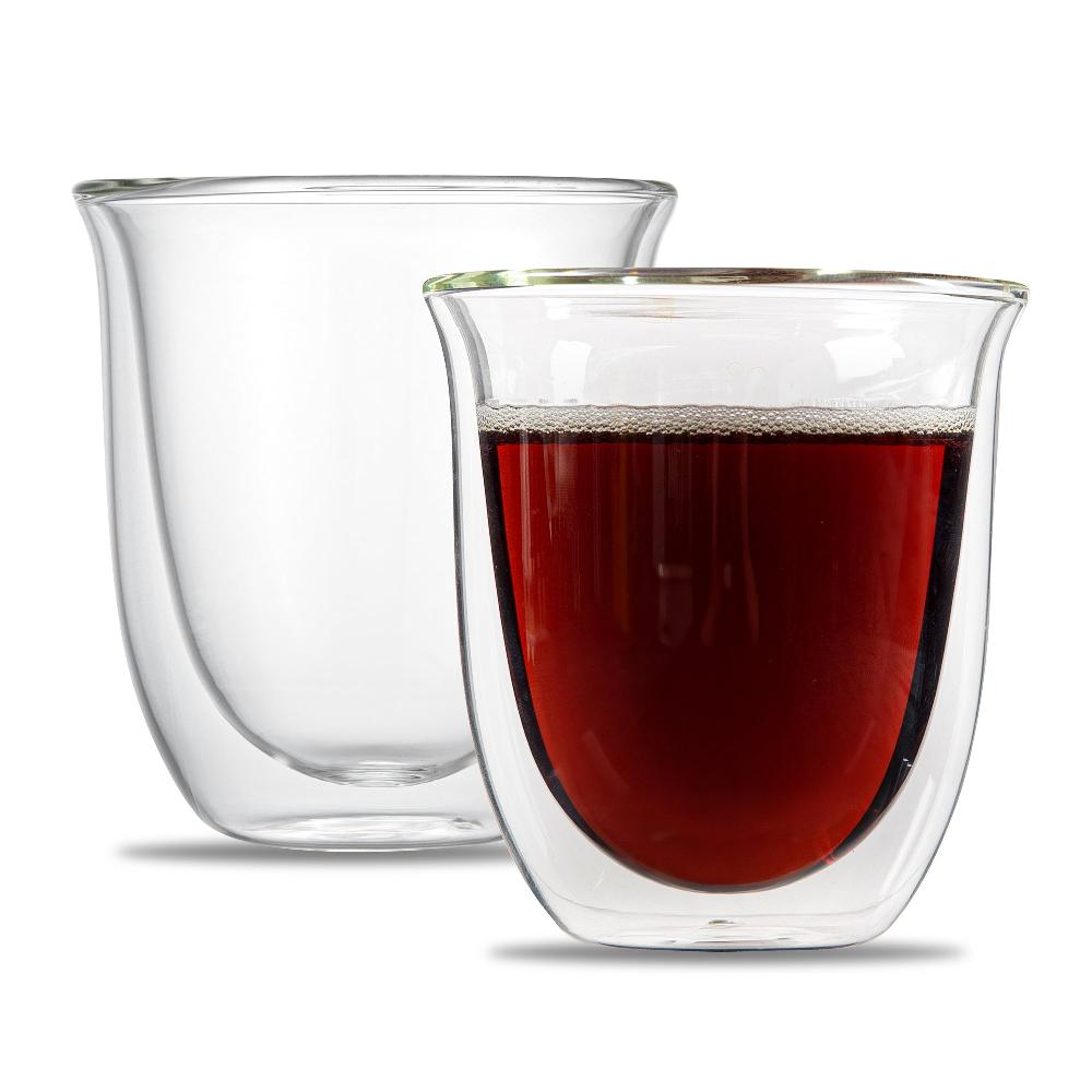 restaurantware Forma Professional 7 oz Glass Coffee Cup - Double Wall Borosilicate - 3 1/2'' x 3 1/2'' x 3 3/4'' - 12 count box