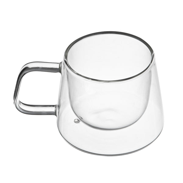 Restaurantware Forma Professional 7 Oz Glass Coffee Mug - Double Wall Borosilicate With Handle - 3" X 3" X 2 3/4" - 12 Count Box