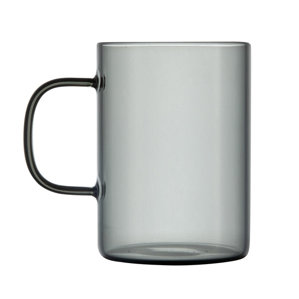 Restaurantware Forma Professional 7 Oz Gray Glass Coffee Mug - Borosilicate With Handle - 2 1/2" X 2 1/2" X 3 1/2" - 12 Count Box
