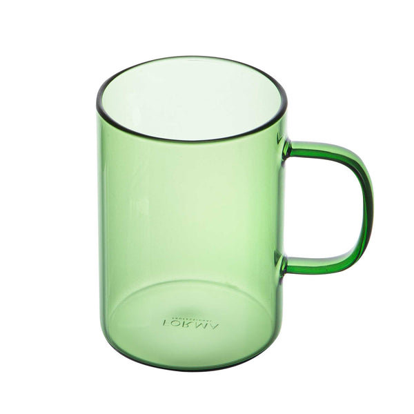Restaurantware Forma Professional 7 Oz Green Glass Coffee Mug - Borosilicate With Handle - 2 1/2" X 2 1/2" X 3 1/2" - 12 Count Box
