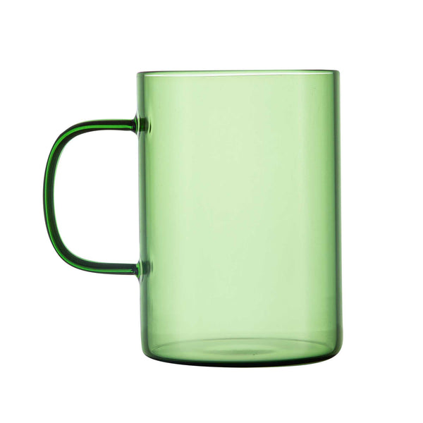 Restaurantware Forma Professional 7 Oz Green Glass Coffee Mug - Borosilicate With Handle - 2 1/2" X 2 1/2" X 3 1/2" - 12 Count Box