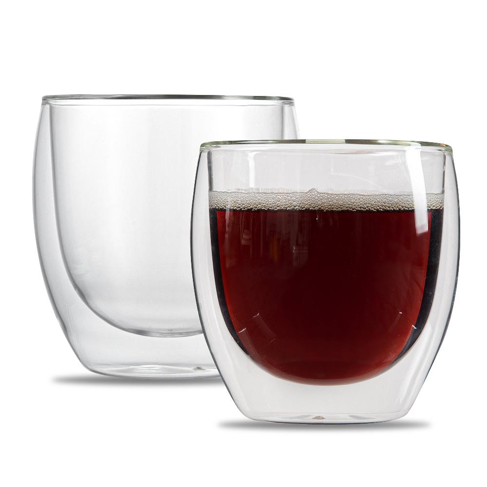 restaurantware Forma Professional 8 oz Coffee Cup - Double Wall Borosilicate - 3 1/4'' x 3 1/4'' x 3 1/2'' - 12 count box