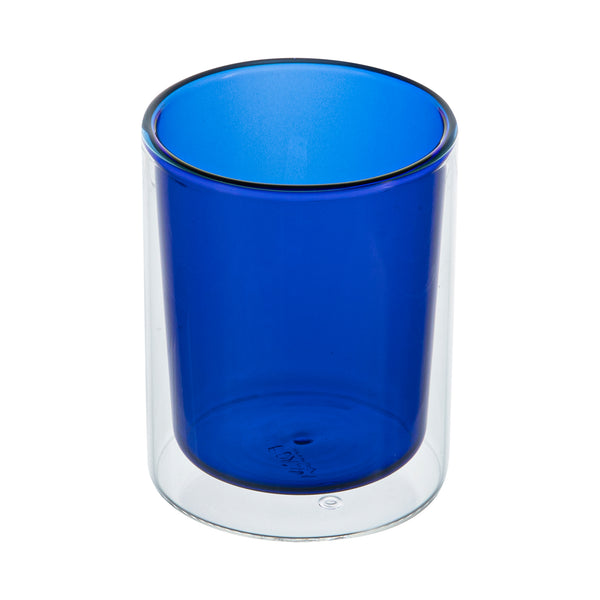 Restaurantware Forma Professional 9 Oz Blue Glass Tumbler - Double Wall Borosilicate - 3 1/4" X 3 1/4" X 4" - 12 Count Box