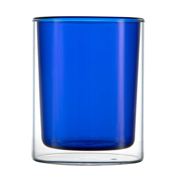 Restaurantware Forma Professional 9 Oz Blue Glass Tumbler - Double Wall Borosilicate - 3 1/4" X 3 1/4" X 4" - 12 Count Box