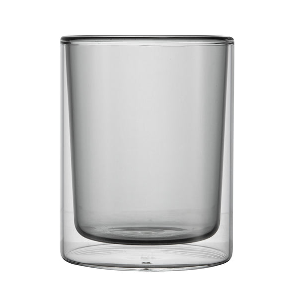Restaurantware Forma Professional 9 Oz Gray Glass Tumbler - Double Wall Borosilicate - 3 1/4" X 3 1/4" X 4" - 12 Count Box