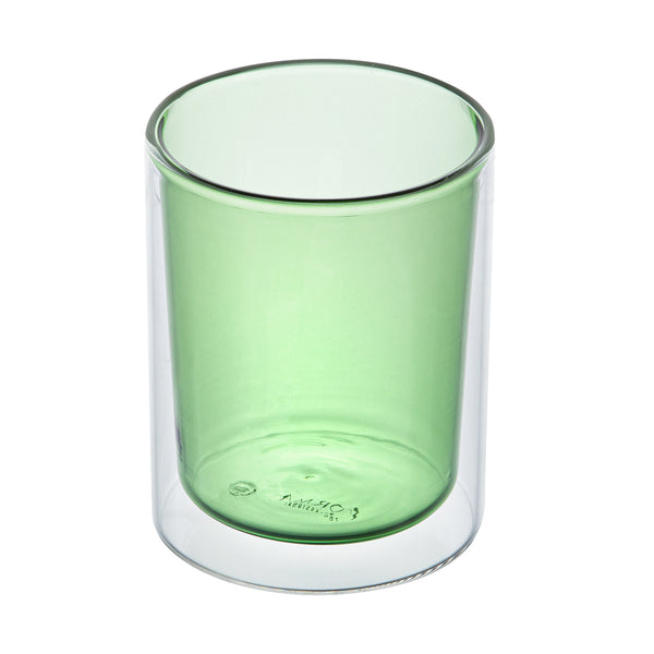 Restaurantware Forma Professional 9 Oz Green Glass Tumbler - Double Wall Borosilicate - 3 1/4" X 3 1/4" X 4" - 12 Count Box
