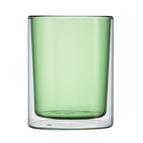 Restaurantware Forma Professional 9 Oz Green Glass Tumbler - Double Wall Borosilicate - 3 1/4" X 3 1/4" X 4" - 12 Count Box