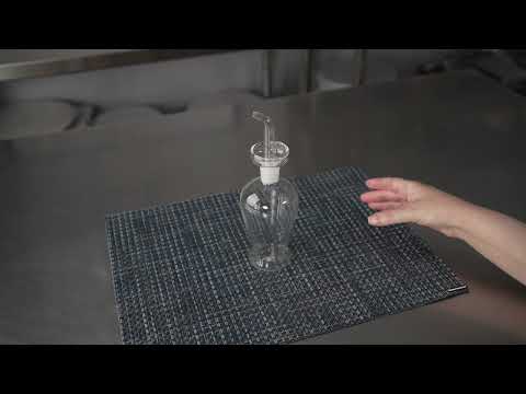 Restaurantware Forma Professional 9 Oz Round Oil Dispenser Bottle - Blown Glass - 2 3/4" X 2 3/4" X 6 1/4" - 1 Count Box