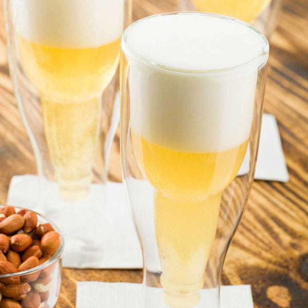 Restaurantware Forma Professional 9 Oz Round Pilsner Beer Glass - Double Wall - 3" X 3" X 7" - 10 Count Box