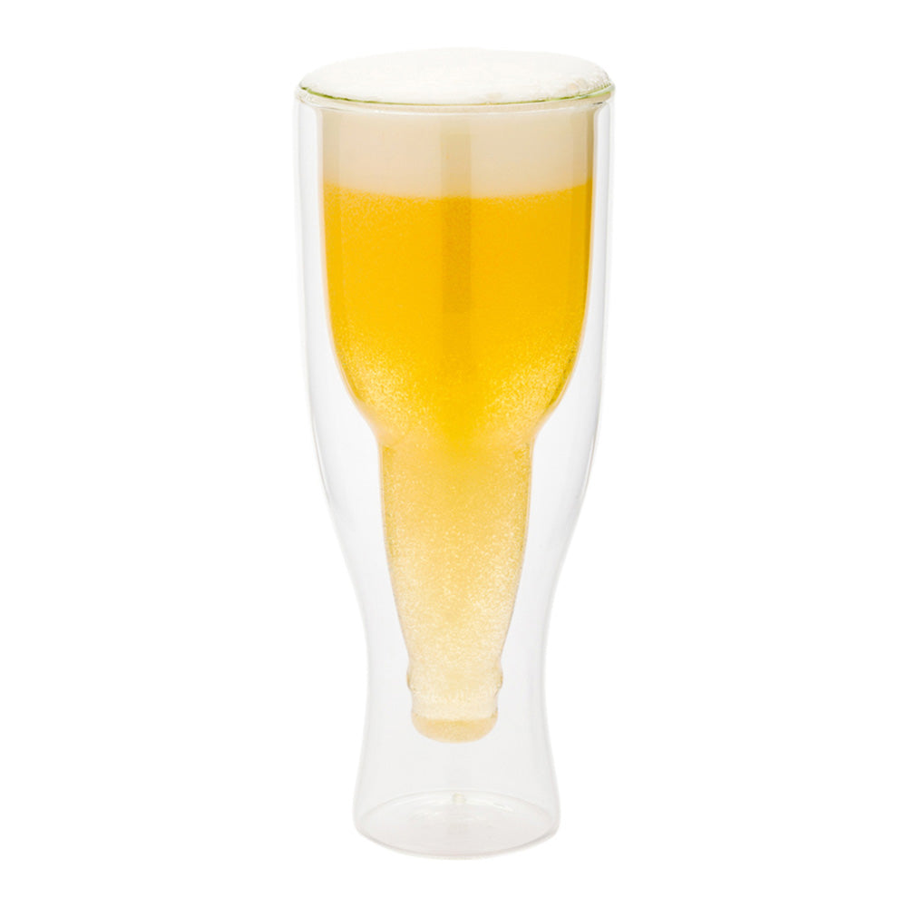 restaurantware Forma Professional 9 oz Round Pilsner Beer Glass - Double Wall - 3" x 3" x 7" - 10 count box