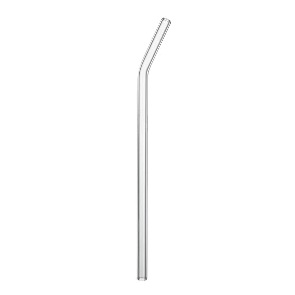 Restaurantware Forma Professional Clear Bent Glass Straw - Borosilicate With Brush - 7 3/4'' - 100 Count Box