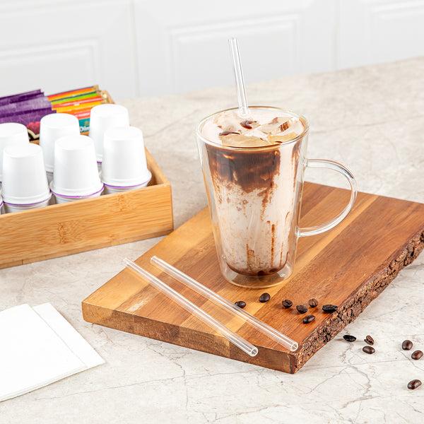 Restaurantware Forma Professional Clear Glass Straw - Borosilicate With Brush - 7 3/4'' - 100 Count Box