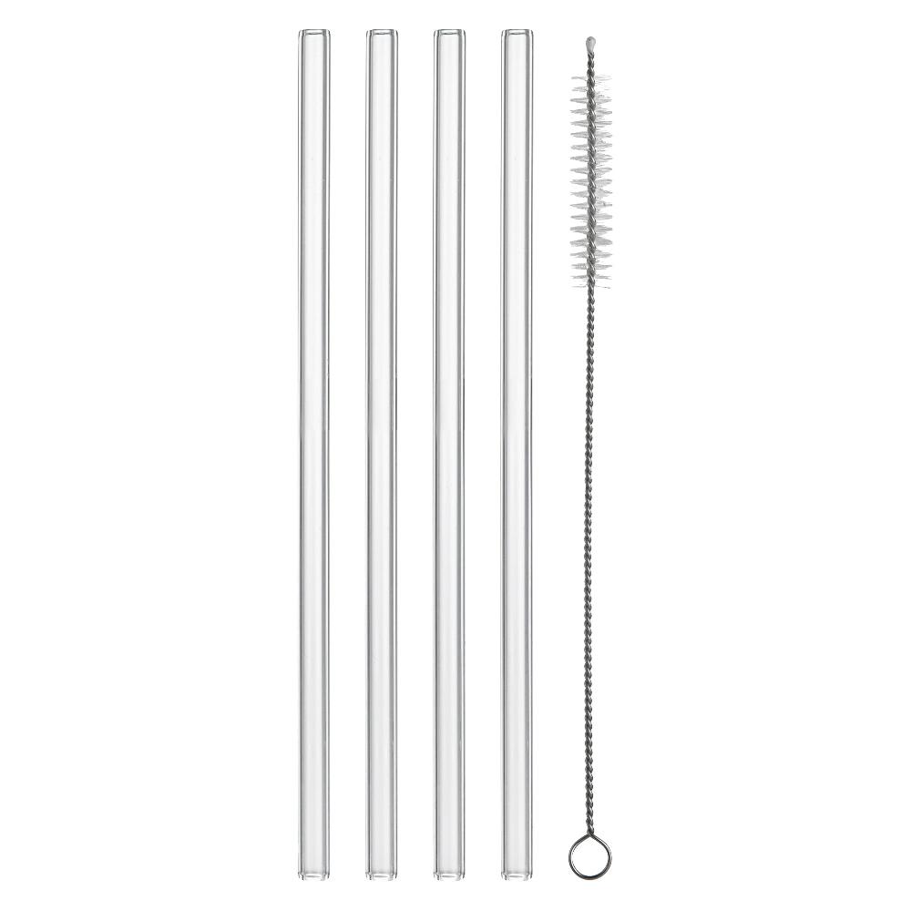 restaurantware Forma Professional Clear Glass Straw - Borosilicate with Brush - 7 3/4'' - 100 count box