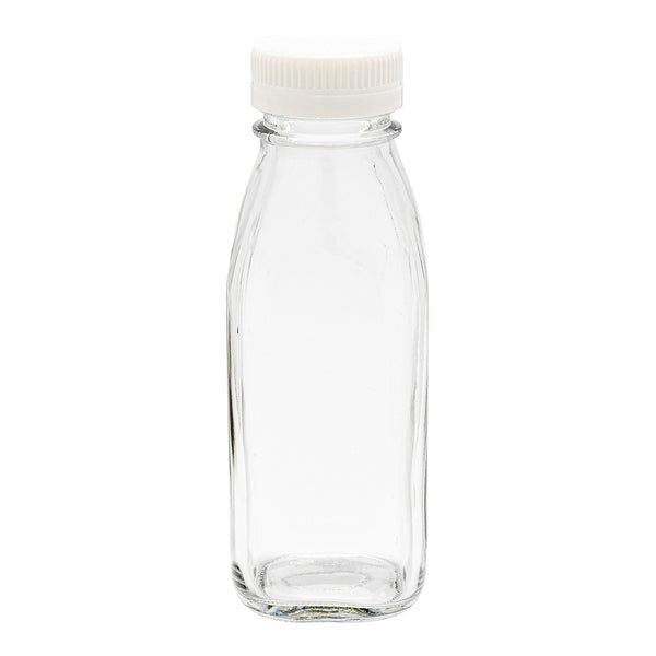 Restaurantware French Countryside 10 Oz Glass Square Bottle - Tamper-Evident Cap - 2 1/4" X 2 1/4" X 6 1/2" - 10 Count Box