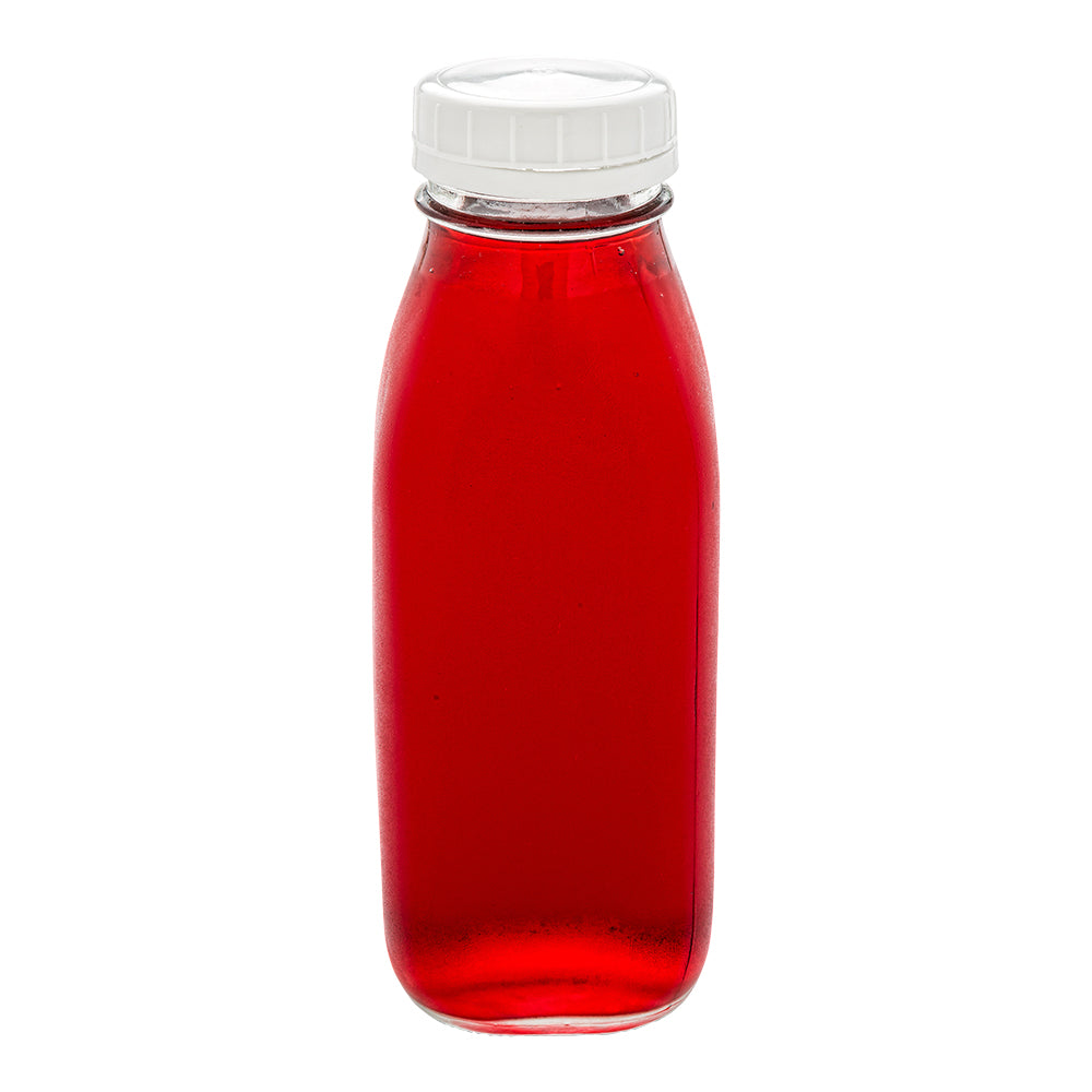 restaurantware French Countryside 16 oz Glass Square Bottle - Tamper-Evident Cap - 2 3/4" x 2 3/4" x 7 1/2" - 10 count box