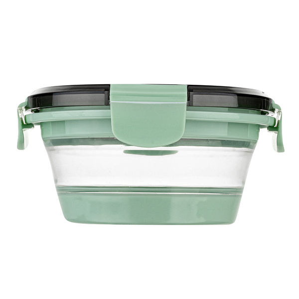 Restaurantware Fresh Hero 14 Oz Green Plastic Airtight Food Storage Container - With Vented Lid Collapsible - 5 1/2" X 5 1/2" X 2 3/4" - 20 Count Box
