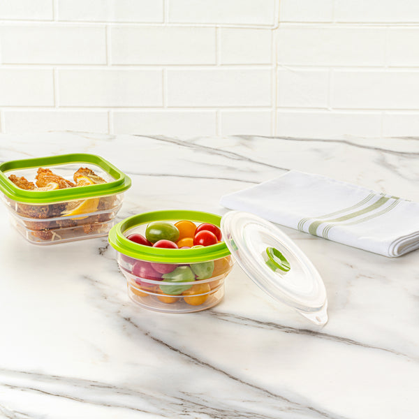 Restaurantware Fresh Hero 16 Oz Green Silicone Airtight Food Storage Container - With Vented Lid Collapsible - 5 3/4" X 5 3/4" X 2 3/4" - 20 Count Box