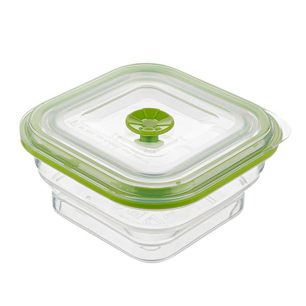 Restaurantware Fresh Hero 16 Oz Green Silicone Airtight Food Storage Container - With Vented Lid Collapsible - 5 1/4" X 5 1/4" X 2 3/4" - 20 Count Box