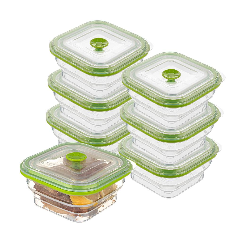 restaurantware Fresh Hero 16 oz Green Silicone Airtight Food Storage Container - with Vented Lid Collapsible - 5 1/4" x 5 1/4" x 2 3/4" - 20 count box