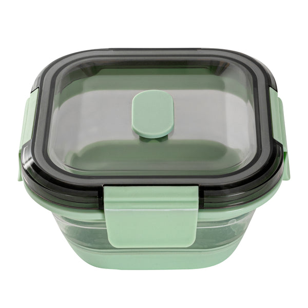 Restaurantware Fresh Hero 17 Oz Green Plastic Airtight Food Storage Container - With Vented Lid Collapsible - 5 1/2" X 5 1/2" X 2 3/4" - 20 Count Box