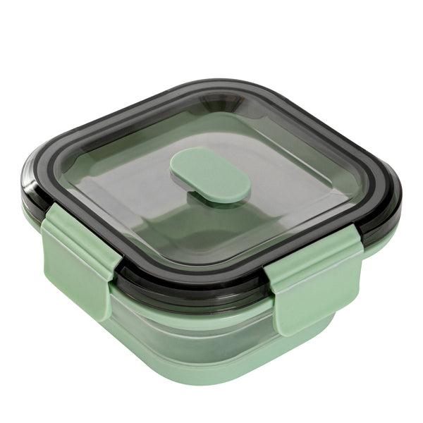 Restaurantware Fresh Hero 17 Oz Green Plastic Airtight Food Storage Container - With Vented Lid Collapsible - 5 1/2" X 5 1/2" X 2 3/4" - 20 Count Box