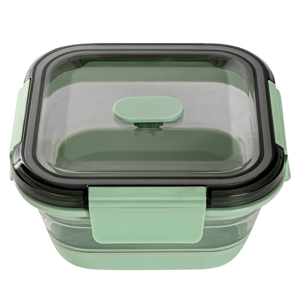 Restaurantware Fresh Hero 24 Oz Green Plastic Airtight Food Storage Container - With Vented Lid Collapsible - 6" X 6" X 2 3/4" - 20 Count Box