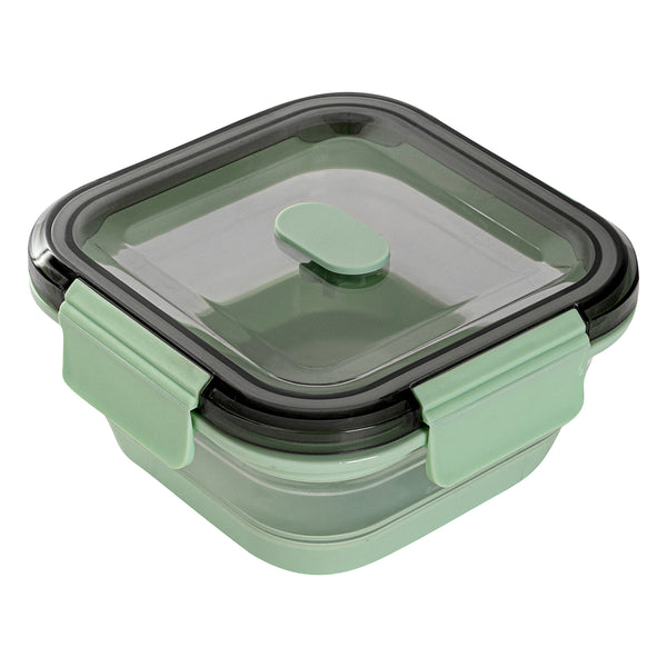 Restaurantware Fresh Hero 24 Oz Green Plastic Airtight Food Storage Container - With Vented Lid Collapsible - 6" X 6" X 2 3/4" - 20 Count Box