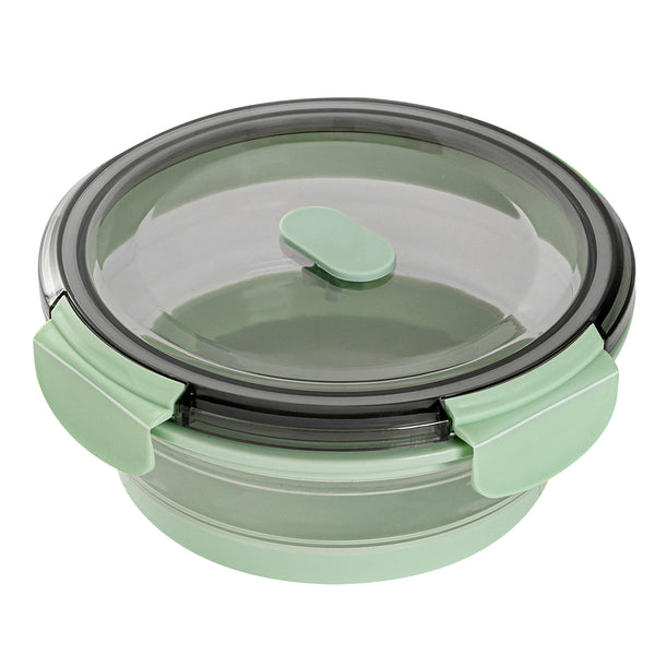 Restaurantware Fresh Hero 27 Oz Green Plastic Airtight Food Storage Container - With Vented Lid Collapsible - 6 3/4" X 6 3/4" X 2 3/4" - 20 Count Box