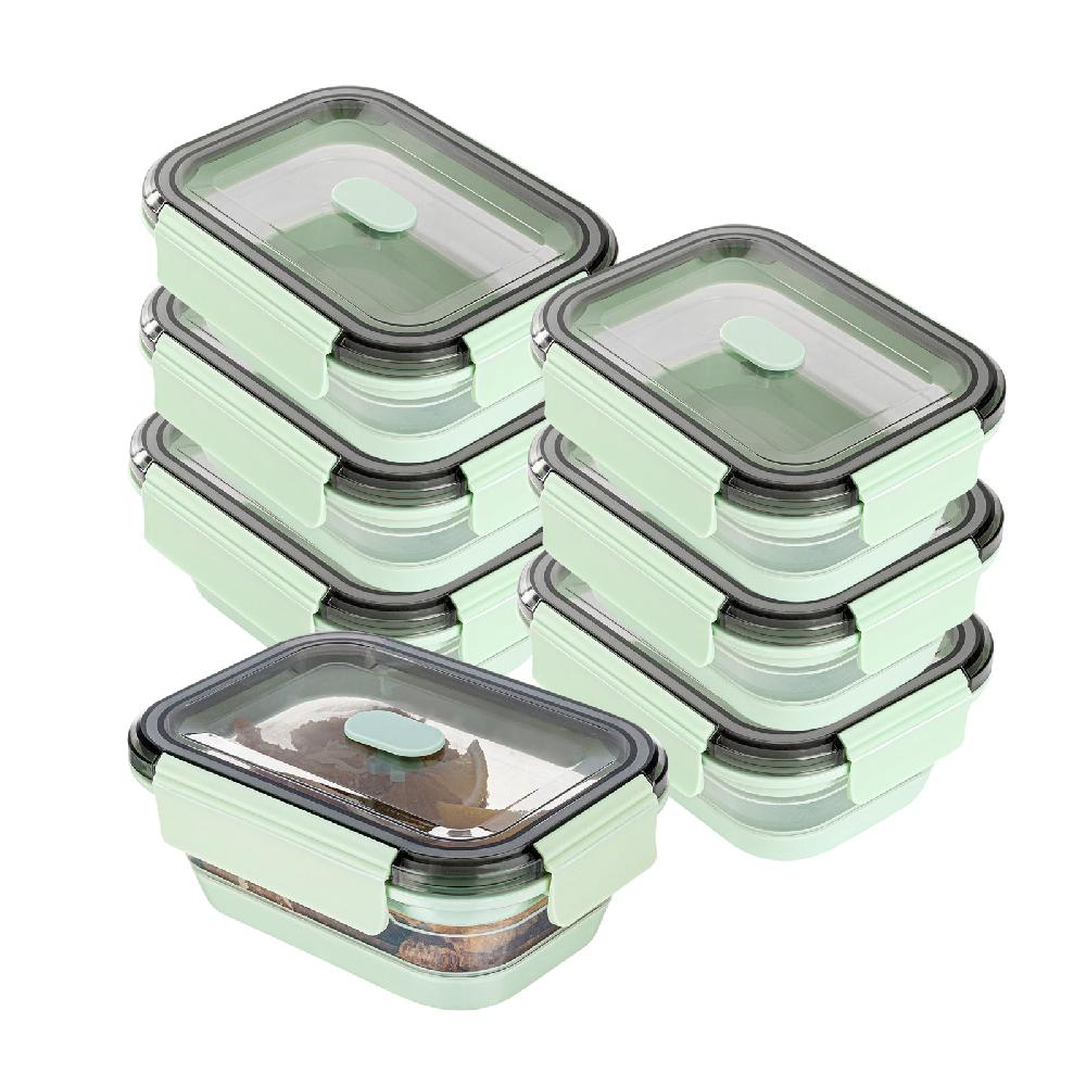 restaurantware Fresh Hero 27 oz Green Plastic Airtight Food Storage Container - with Vented Lid Collapsible - 7 1/4" x 5 1/2" x 2 3/4" - 20 count box