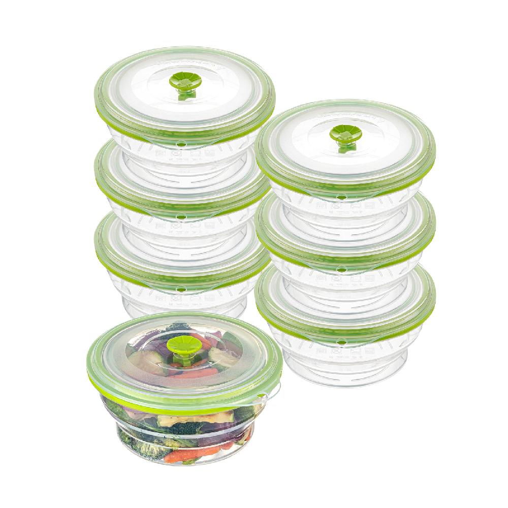 restaurantware Fresh Hero 31 oz Green Silicone Airtight Food Storage Container - with Vented Lid Collapsible - 7" x 7" x 3" - 20 count box