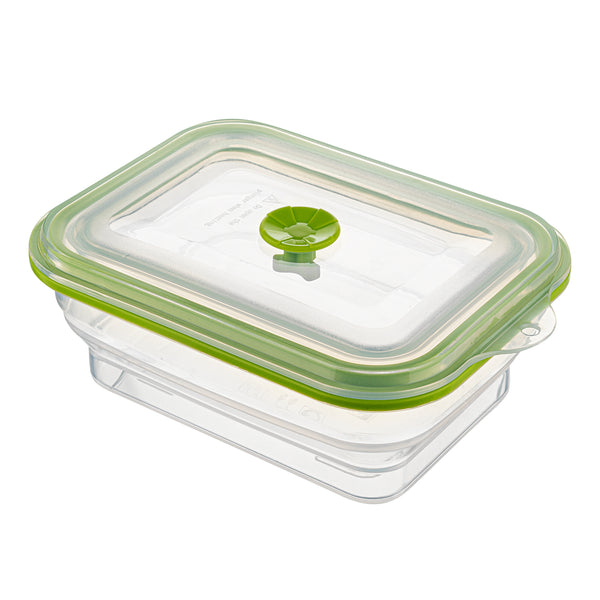 Restaurantware Fresh Hero 32 Oz Green Silicone Airtight Food Storage Container - With Vented Lid Collapsible - 7 3/4" X 5 1/2" X 2 3/4" - 20 Count Box