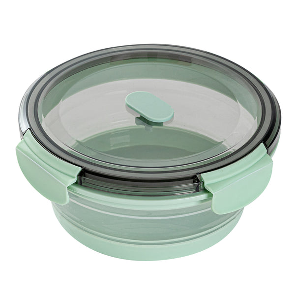 Restaurantware Fresh Hero 34 Oz Green Plastic Airtight Food Storage Container - With Vented Lid Collapsible - 7 1/4" X 7 1/4" X 3" - 20 Count Box