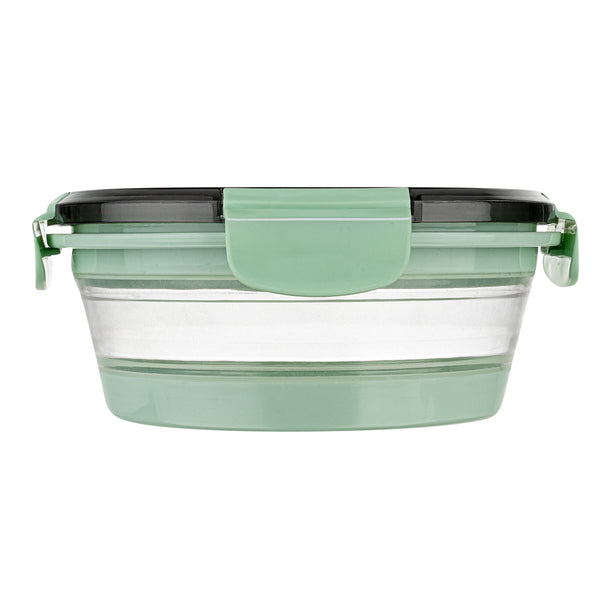 Restaurantware Fresh Hero 34 Oz Green Plastic Airtight Food Storage Container - With Vented Lid Collapsible - 7 1/4" X 7 1/4" X 3" - 20 Count Box