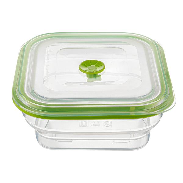 Restaurantware Fresh Hero 37 Oz Green Silicone Airtight Food Storage Container - With Vented Lid Collapsible - 7" X 7" X 3" - 20 Count Box