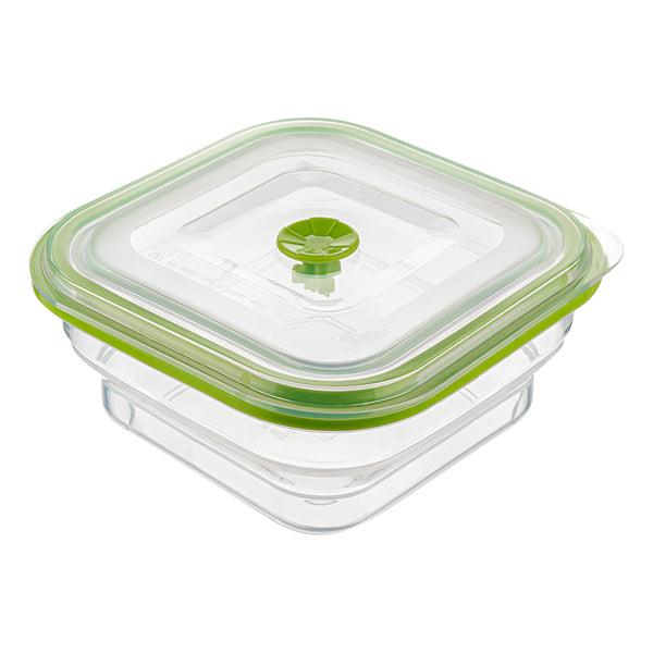 Restaurantware Fresh Hero 37 Oz Green Silicone Airtight Food Storage Container - With Vented Lid Collapsible - 7" X 7" X 3" - 20 Count Box