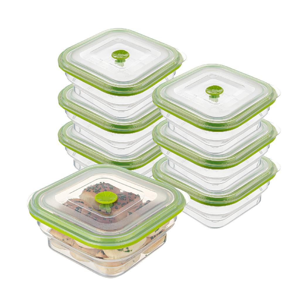 restaurantware Fresh Hero 37 oz Green Silicone Airtight Food Storage Container - with Vented Lid Collapsible - 7" x 7" x 3" - 20 count box