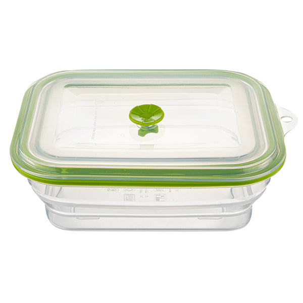 Restaurantware Fresh Hero 51 Oz Green Silicone Airtight Food Storage Container - With Vented Lid Collapsible - 9 1/4" X 7" X 3" - 20 Count Box