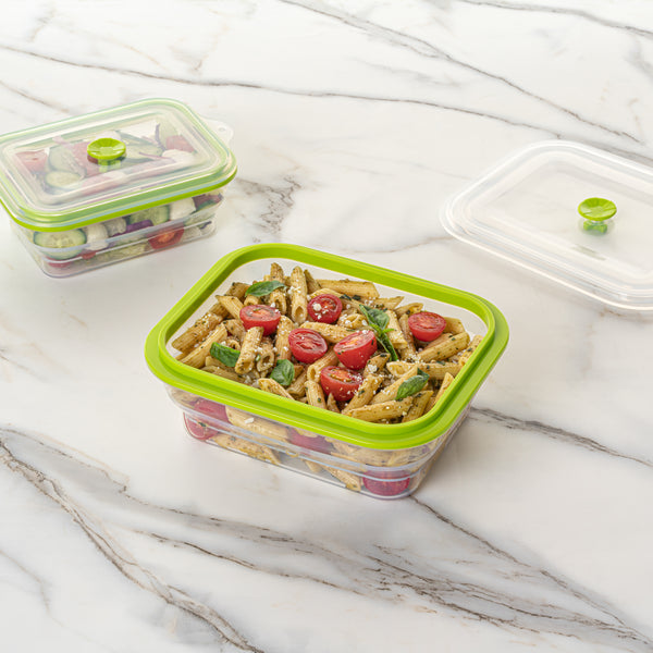 Restaurantware Fresh Hero 51 Oz Green Silicone Airtight Food Storage Container - With Vented Lid Collapsible - 9 1/4" X 7" X 3" - 20 Count Box