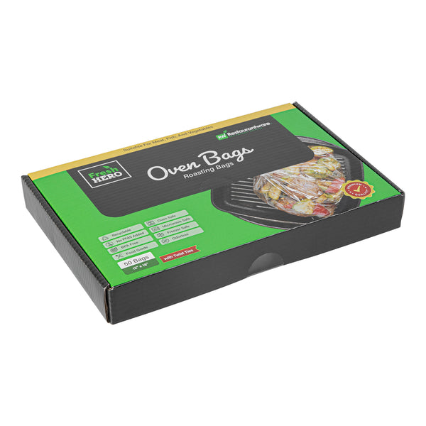 Restaurantware Fresh Hero Clear Nylon Oven Bag - With Ties BPA-Free Heavy Duty - 12" × 18" - 50 Count Box